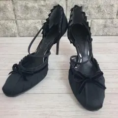 NOVESPAZIO ノーベスパジオ リボン ストラップパンプス 23cm 黒のサムネイル