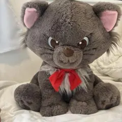 ヴィンテージ シュタイフ猫 ぬいぐるみ グレー ホワイト リボン付き