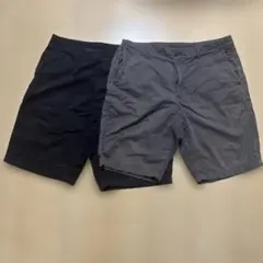 UNIQLO メンズ チノショートパンツ Lサイズ 2枚セット 黒 グレーのサムネイル