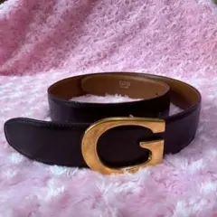 GUCCI レザーベルト メンズ ダブルG ワインレッド 34 85 イタリア製 