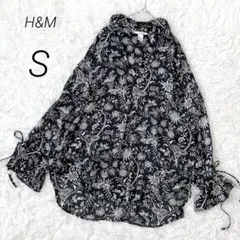 エイチアンドエム シフォンブラウス スキッパー 花柄 ボタニカル フレア袖のサムネイル