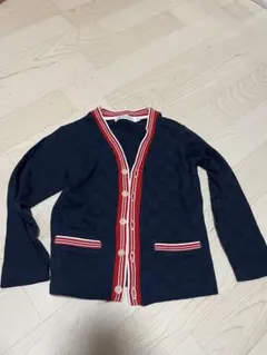 THE SHOP TK ネイビー チェック カーディガン 110