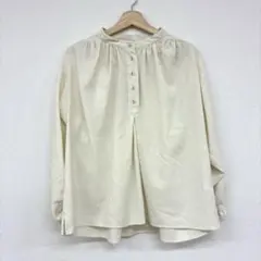 ▢SamansaMos2 袖シャーリングブラウスコットン