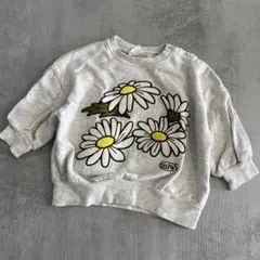 マイリトルワンダー 花柄 グレー トレーナー 90