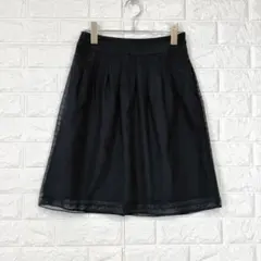 ■エニィスィス【1】黒 ドット 膝丈スカート チュール フレア 夏 おしゃれ着