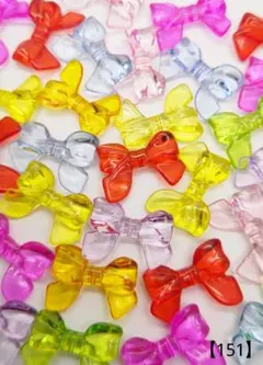 【151】リボンアクリルビーズ 33㎜ 18個 350円