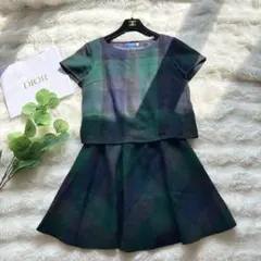 【美品】ブルーレーベルクレストブリッジ ドッキングワンピース 大判チェック 36