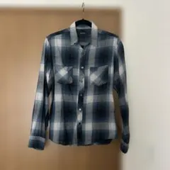 nano universe オンブレチェックシャツ　青　Mサイズ
