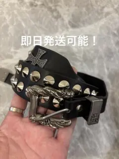 スタッズベルト アイアンクロス ブラック Y2K opium swag - メルカリ