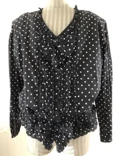 インゲボルグ　ドット柄　ブラウス　黒