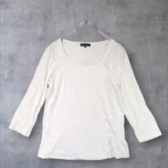 エディーバウアー カットソー 薄手 アイボリー スクエアネック