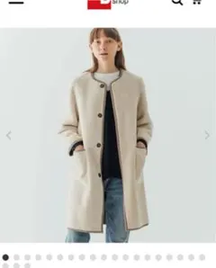 リバーシブル　ボア　ノーカラーコート　ビショップ　Bshop 36 Sサイズ