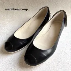 美品 mercibeaucoup, フラットシューズ パンプス ブラック 日本製のサムネイル