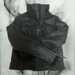 ブラックレザージャケット ダークコア グランジ