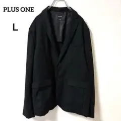 プラスワン【LARGE】ブラック 春夏テーラードジャケット 裏地水玉 軽い