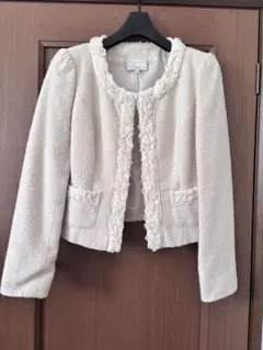 EMMA JAMES ノーカラージャケット 11号 ライトベージュ