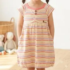 新品CHICKACHICKABOOMBOOM半袖ワンピース120ピンクボーダーのサムネイル