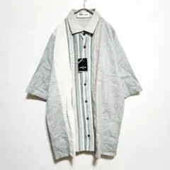 pierre cardin 半袖 シャツ L ストライプ 切替 デザインシャツのサムネイル