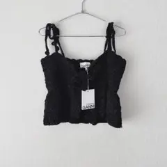 【新品】GANNI ガニー　鍵編みニット ビスチェ ブラックのサムネイル