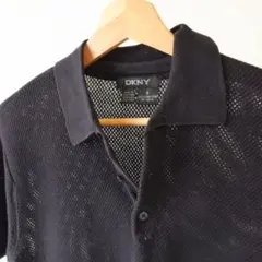 90s 00s DKNY ダナキャラン　ブラック　シアー　ポロシャツ　コットンのサムネイル