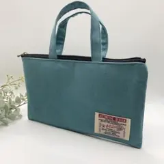 持ち手付きお薬手帳ポーチ｜カードポケットあり｜グリーン　ハンドメイド