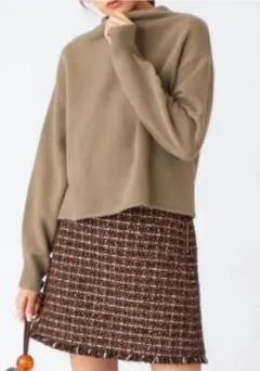 ツイードフリンジ台形スカート