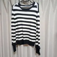 「再々値下げ」ZARA KNIT ボーダー ニット セーター 長袖 パールボタン