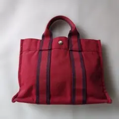 良品 HERMES フールトゥ PM トートバッグ レッド エルメス ドーヴィル