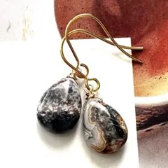 1点作品⭐︎ 希少石クレイジーレースアゲートピアス　イヤリングに変更可能☺︎