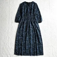 美品 シップス フラワープリントVネックロングワンピース 透け感 クリーニング済のサムネイル