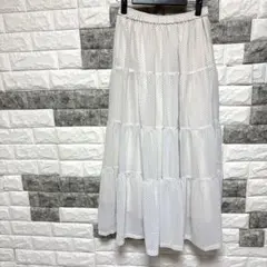 美品【チャオパニックティピー】フレアロングスカートF白ドットW総ゴムティアード