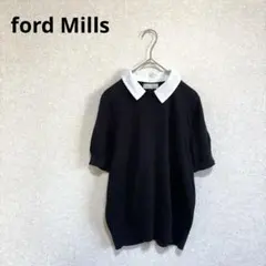 ford Mills 半袖ニット サマーニット 白襟 コットン100% 紺 Mのサムネイル