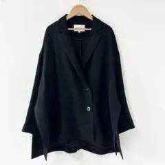 ENFOLD エンフォルド　ダブルサテン BOXワイド ジャケット　ブラックのサムネイル