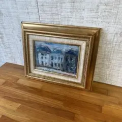 【アンティーク】額装 額縁 絵画 油彩画 風景画 建物 パリの風景 オブジェ