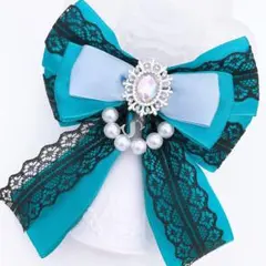 黒レース＊水色キンブレリボン☆ハンドメイド
