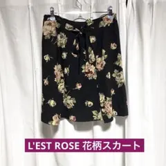L’EST ROSE 花柄タイトスカート ミニ ブラック フェミニン ガーリーのサムネイル