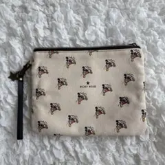 星チャーム付★ミッキーマウス プリントポーチ　小物入れ　ペンケース