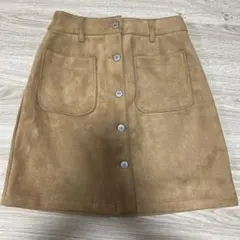 エムズエキサイト　ミニスカート　スエード　前ボタン　M