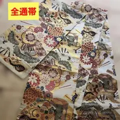 アンティーク全通袋帯　伝統的な袋帯 花柄 豪華な金糸刺繍