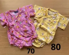 ベビー 祭り ロンパース　甚平　浴衣 金魚 70 80 朝顔