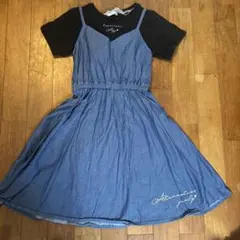 ALGY ジャンバースカート デニムブルー/ブラック　Ｍサイズ　155〜165