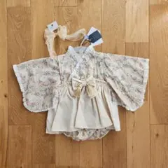新品未使用 コトリ 袴ロンパース ベージュ バラ 花柄 レース 女の子 ベビー服