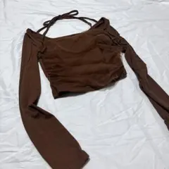 Dazy ホルターネック風 長袖カットソー ブラウン M