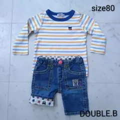 ダブルビー　☆　長袖Tシャツ　ハーフパンツ デニム　80