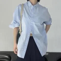 美品　SLOBE IENA オーバーサイズシャツ　ブルーのサムネイル