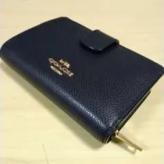 コーチ　COACH　2つ折財布　ネイビー