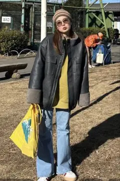 ［MODE NORM CORE］フェイクムートンジ ップブルゾン