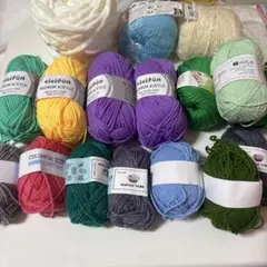 わけありアクリル・コットン毛糸17個ごちゃまぜセット