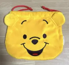 くまのプーさん　顔型　巾着袋　フワフワ優しい触り心地　②