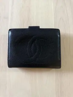 CHANEL 二つ折り財布 キャビアスキン ブラック